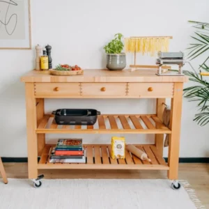 Butler Houten Werkblad Keukentrolley M 1200 Kopshout Beukenhout 120x60x90 cm SKU 30102200