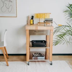 Butler Keukentrolley M 600 RVS en Kopshout Beukenhout 60x60x90 cm SKU 30103600