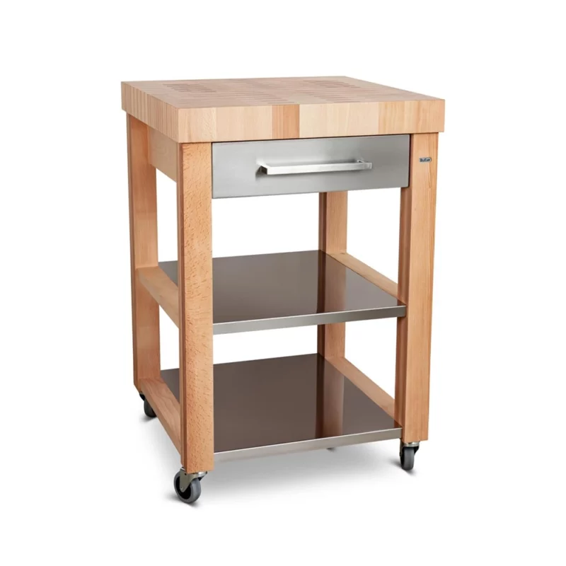 Butler Keukentrolley M 600 RVS en Kopshout Beukenhout 60x60x90 cm SKU 30103600 EAN 8717853281853