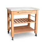 Butler Keukentrolley M 900 RVS Bovenblad Beukenhout 90x60x90 cm SKU 30105900 EAN 8717853282942